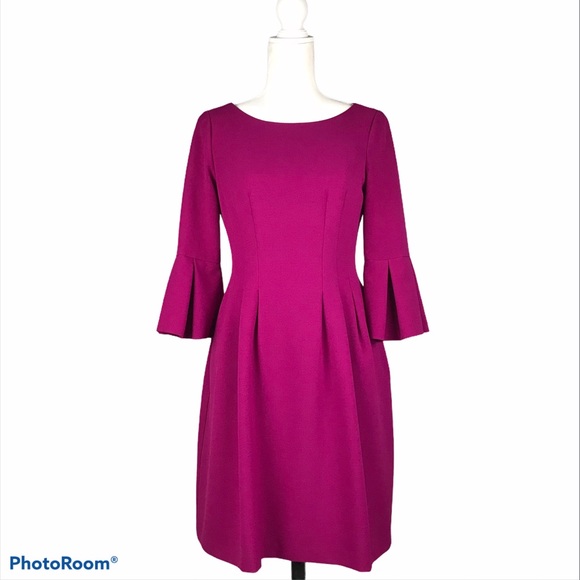 Eliza J Bell Sleeve Magenta Pink Sheath Dress
